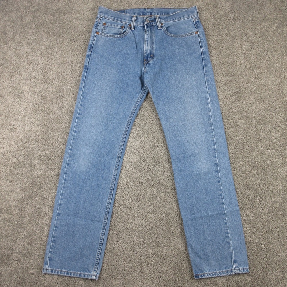 Levis Jeans Mens 31x32 Blue 505 Regular Straight Faded Zip Fly Cotton Denim Pant